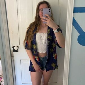 thumbs up floral Hawaiian shirt